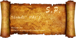 Sinkó Pál névjegykártya