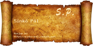 Sinkó Pál névjegykártya